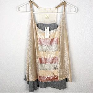 NWT Anthropologie Glittery Tiny Tank Top